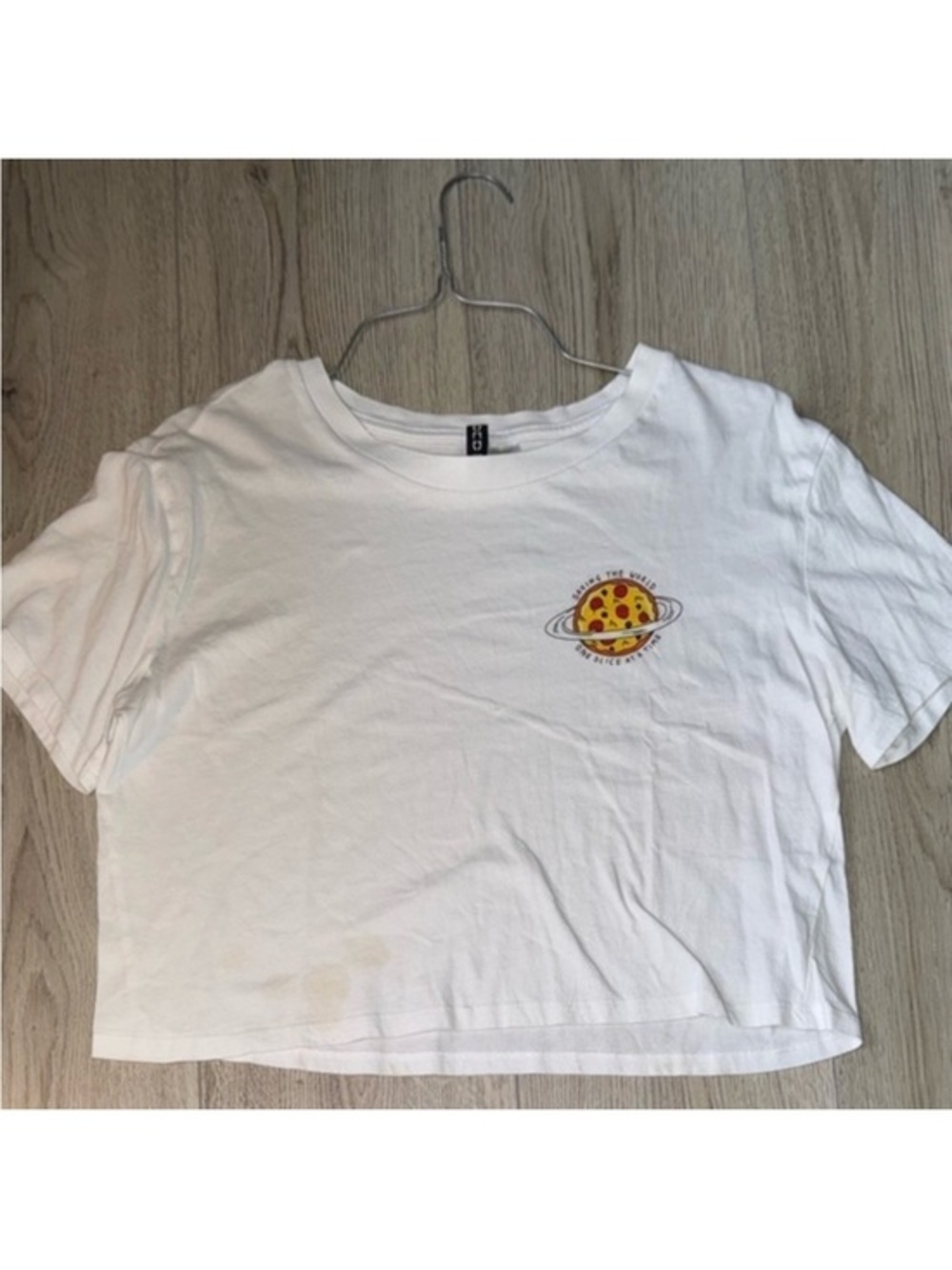 Divided by h&m white crop short sleeve shirt top